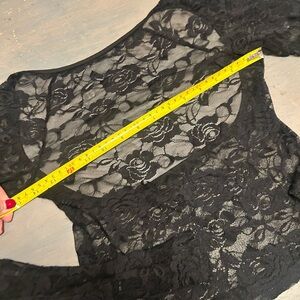 Lace open back sheer top
Great for layering